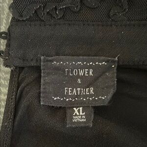 Flower and FeatherBlack Mixed Media Blouse